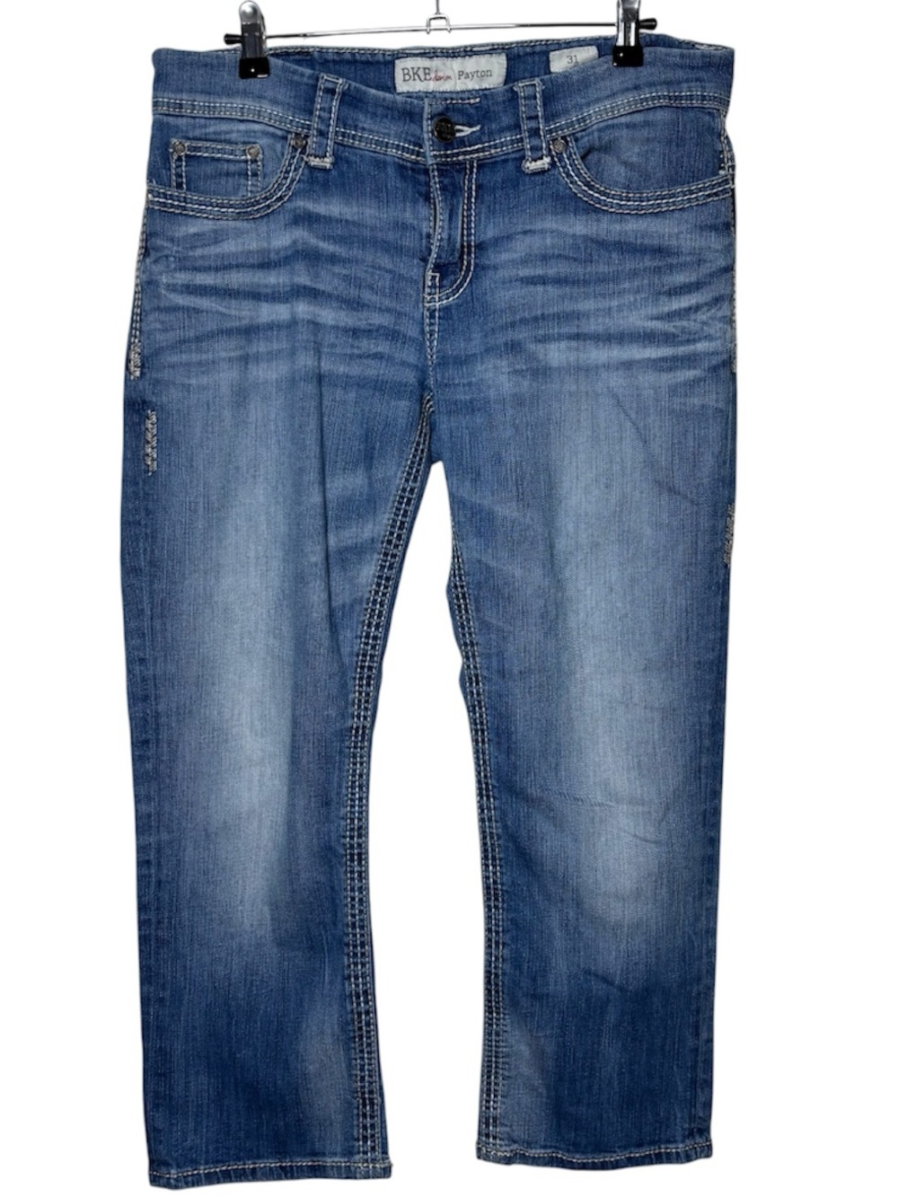 BKE Payton Jeans Women 31x24 Blue Medium Wash Denim Straight Western Cropped